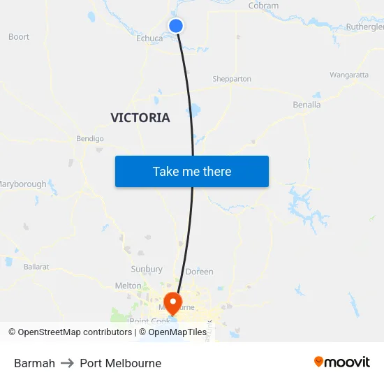 Barmah to Port Melbourne map