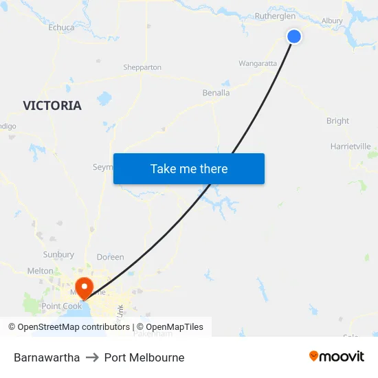 Barnawartha to Port Melbourne map