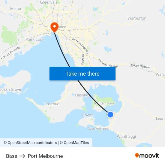 Bass to Port Melbourne map