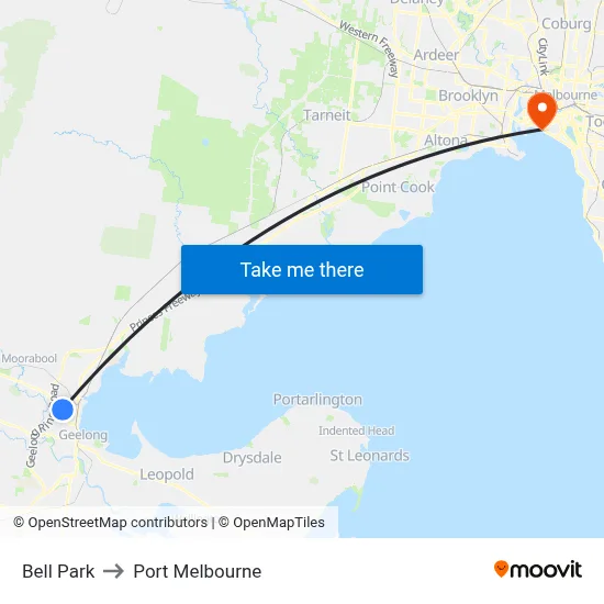 Bell Park to Port Melbourne map