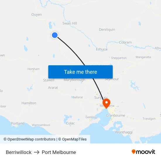 Berriwillock to Port Melbourne map
