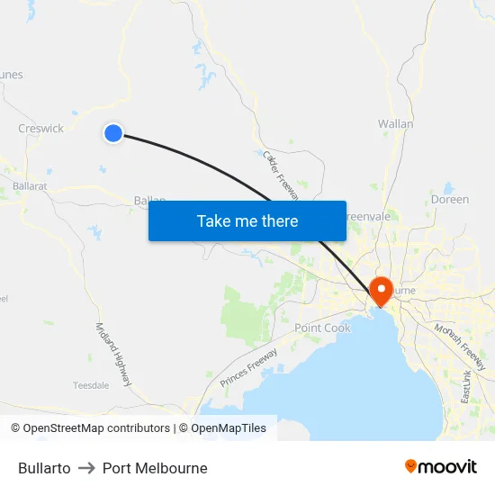 Bullarto to Port Melbourne map