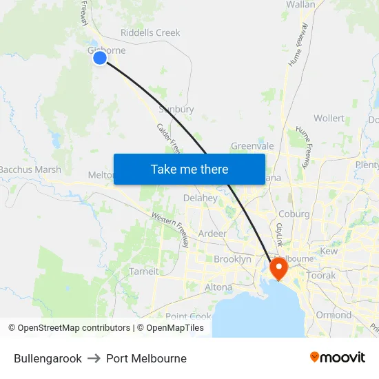 Bullengarook to Port Melbourne map