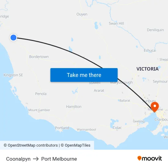 Coonalpyn to Port Melbourne map