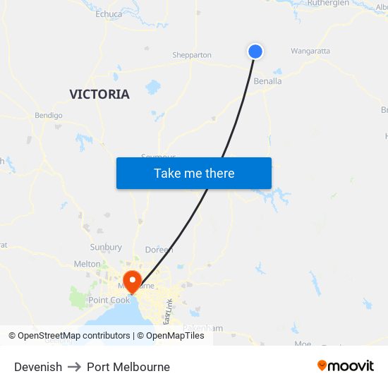 Devenish to Port Melbourne map