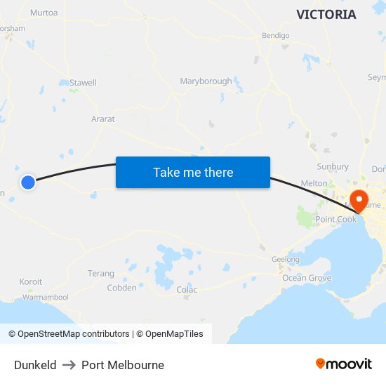 Dunkeld to Port Melbourne map