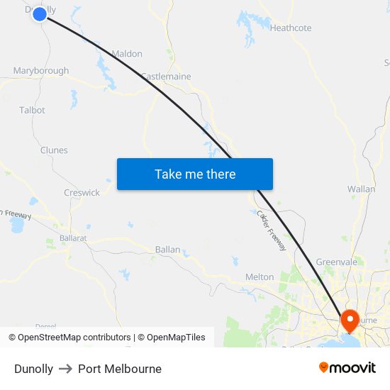Dunolly to Port Melbourne map