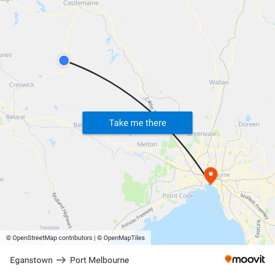 Eganstown to Port Melbourne map