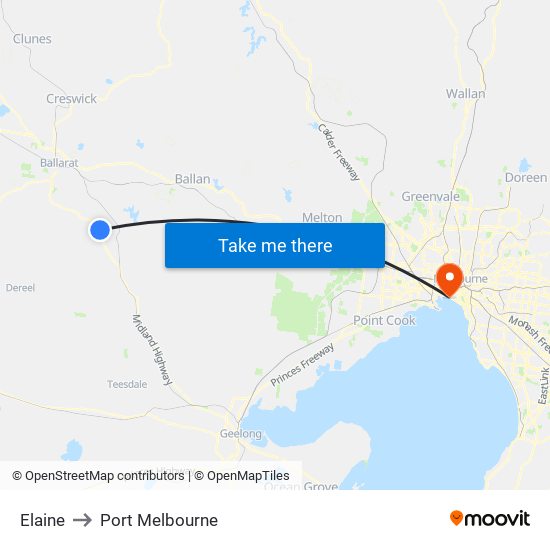 Elaine to Port Melbourne map