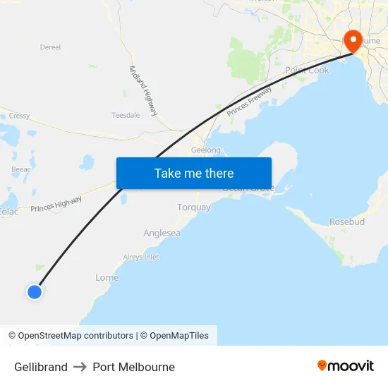 Gellibrand to Port Melbourne map