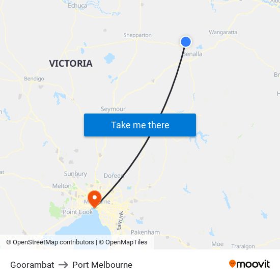 Goorambat to Port Melbourne map