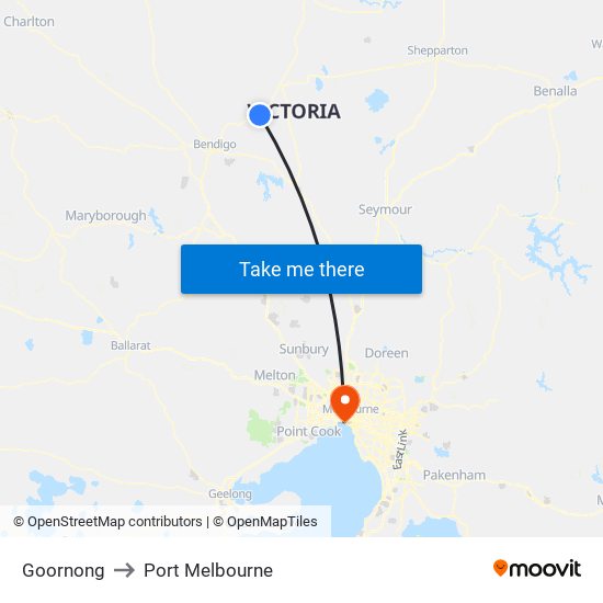 Goornong to Port Melbourne map