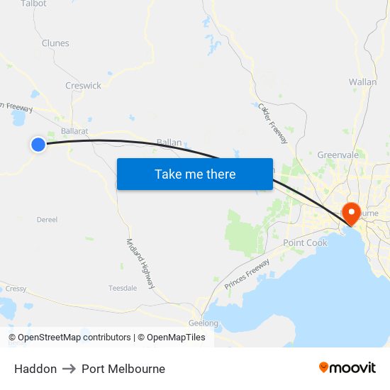 Haddon to Port Melbourne map