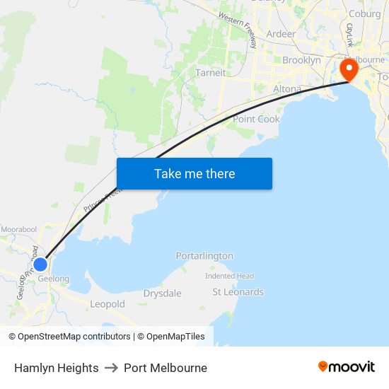 Hamlyn Heights to Port Melbourne map