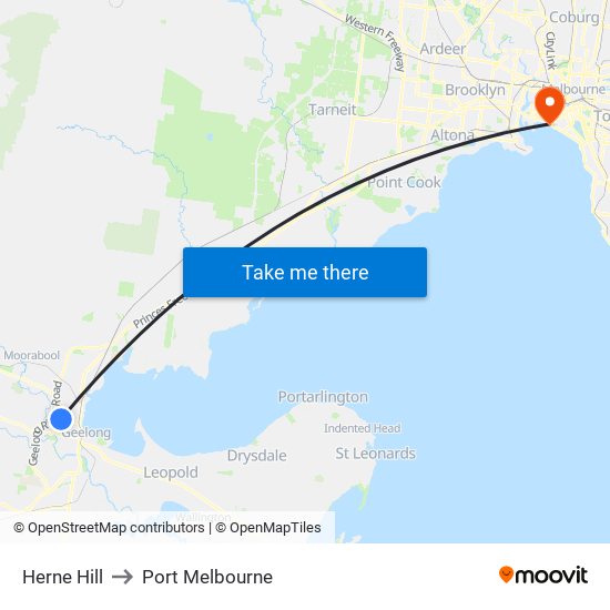 Herne Hill to Port Melbourne map