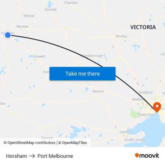 Horsham to Port Melbourne map