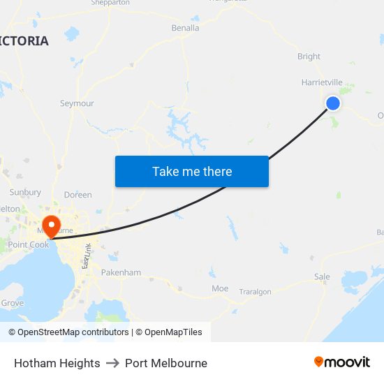 Hotham Heights to Port Melbourne map