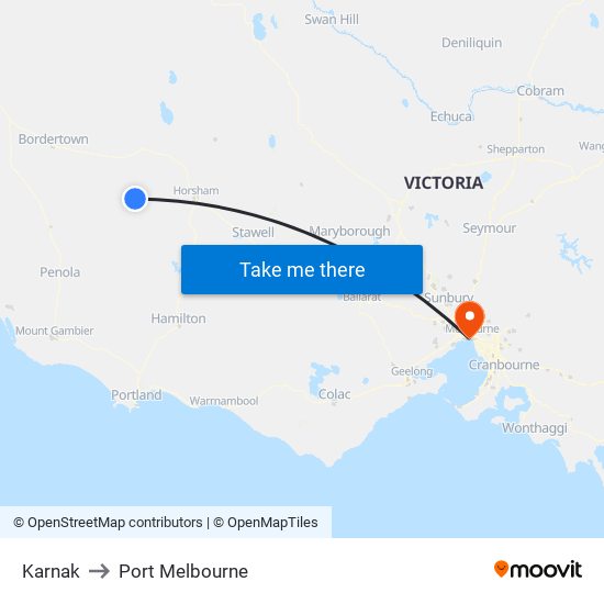 Karnak to Port Melbourne map