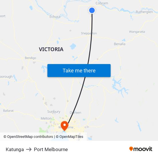 Katunga to Port Melbourne map