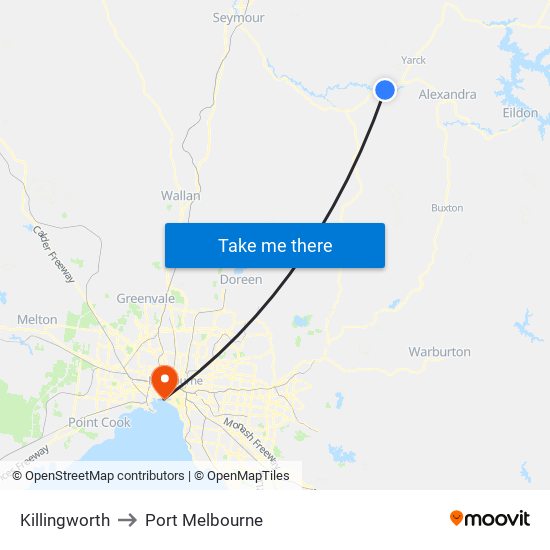 Killingworth to Port Melbourne map