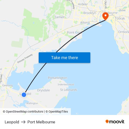 Leopold to Port Melbourne map