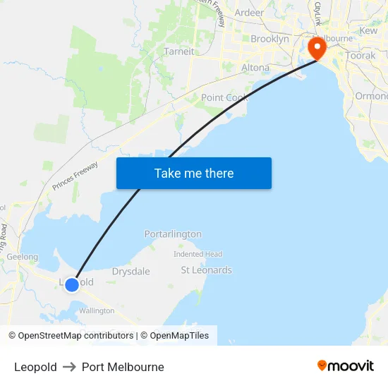 Leopold to Port Melbourne map