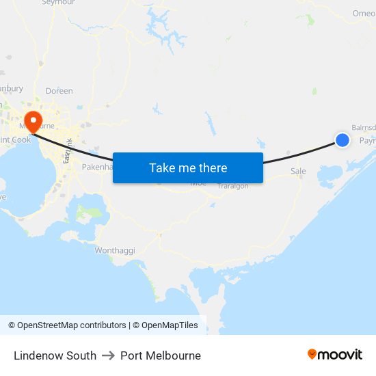 Lindenow South to Port Melbourne map