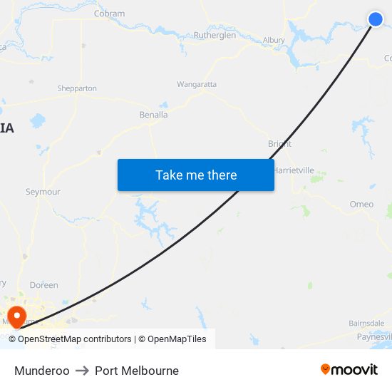 Munderoo to Port Melbourne map