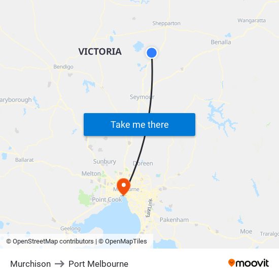 Murchison to Port Melbourne map