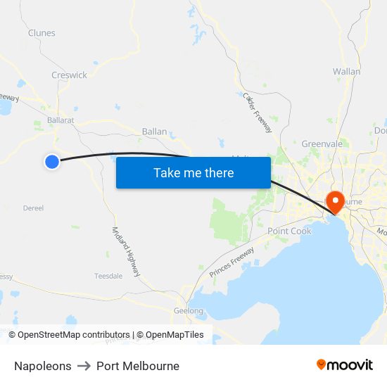 Napoleons to Port Melbourne map