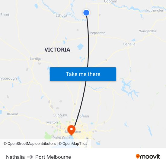 Nathalia to Port Melbourne map