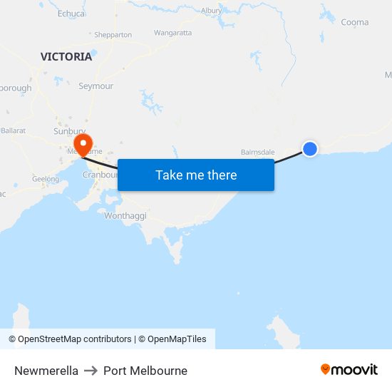 Newmerella to Port Melbourne map