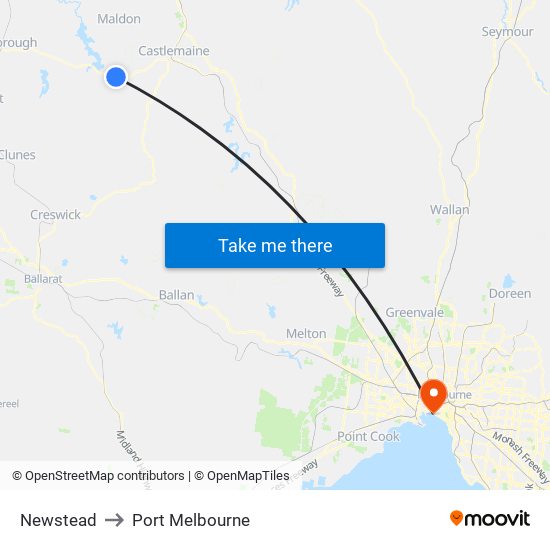 Newstead to Port Melbourne map