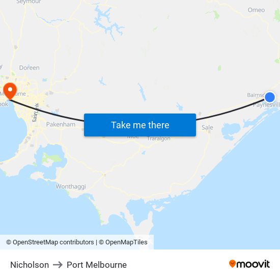 Nicholson to Port Melbourne map