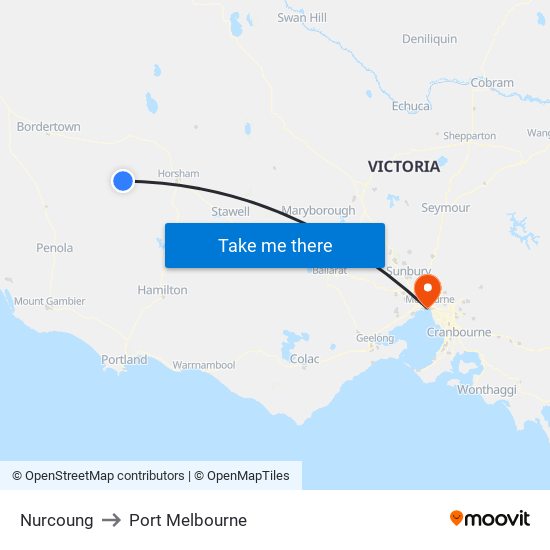 Nurcoung to Port Melbourne map