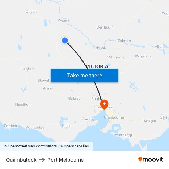 Quambatook to Port Melbourne map