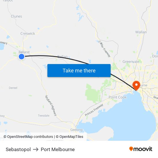 Sebastopol to Port Melbourne map