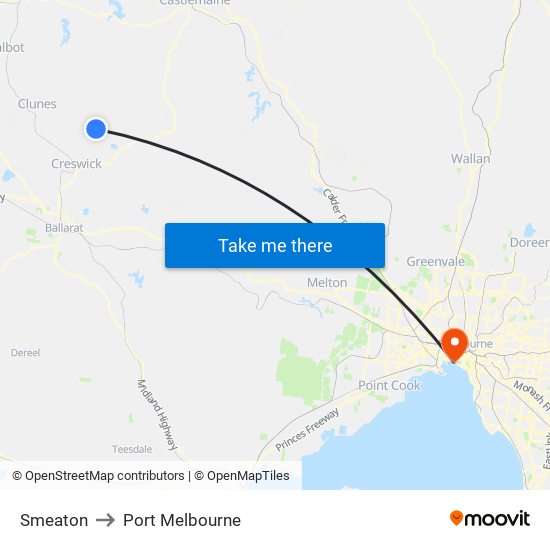 Smeaton to Port Melbourne map