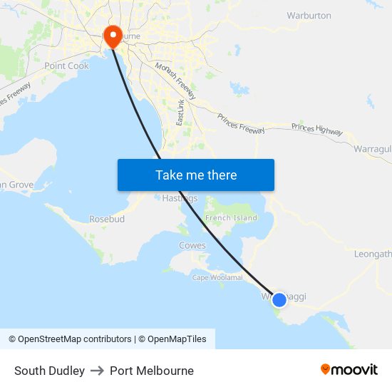 South Dudley to Port Melbourne map