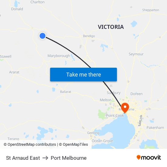 St Arnaud East to Port Melbourne map