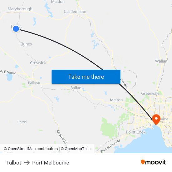 Talbot to Port Melbourne map