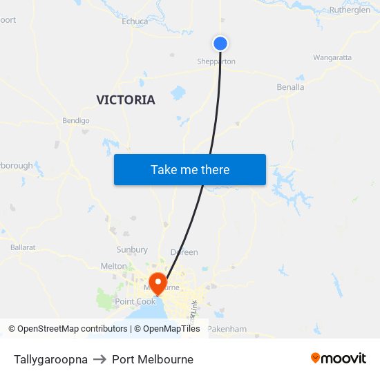 Tallygaroopna to Port Melbourne map