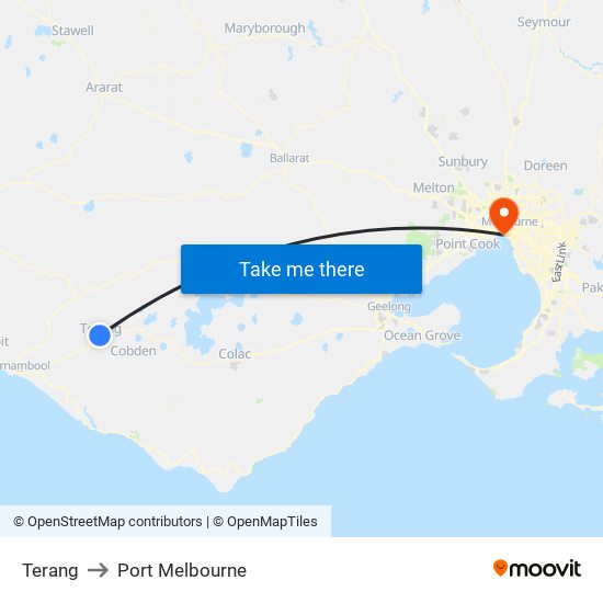 Terang to Port Melbourne map