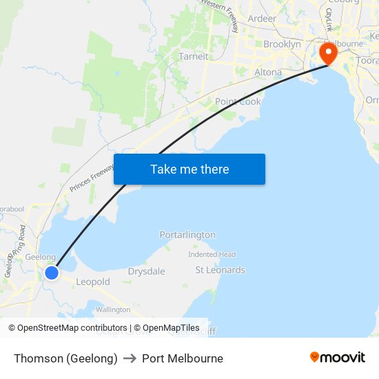 Thomson (Geelong) to Port Melbourne map