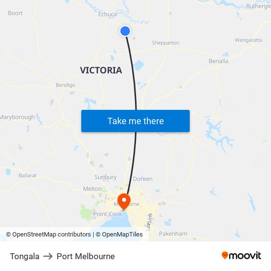 Tongala to Port Melbourne map