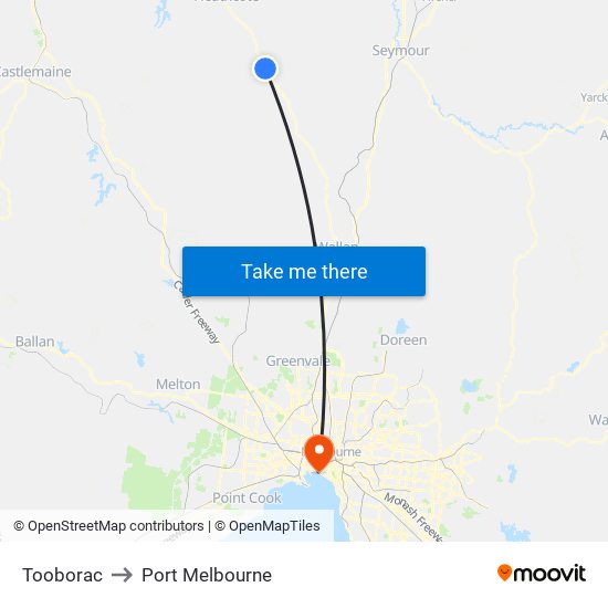 Tooborac to Port Melbourne map