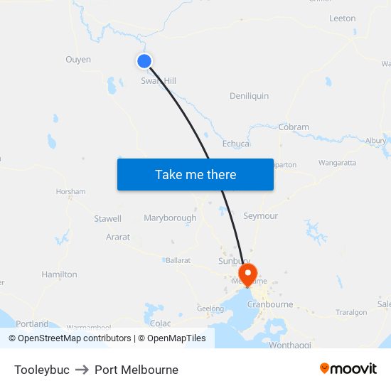 Tooleybuc to Port Melbourne map