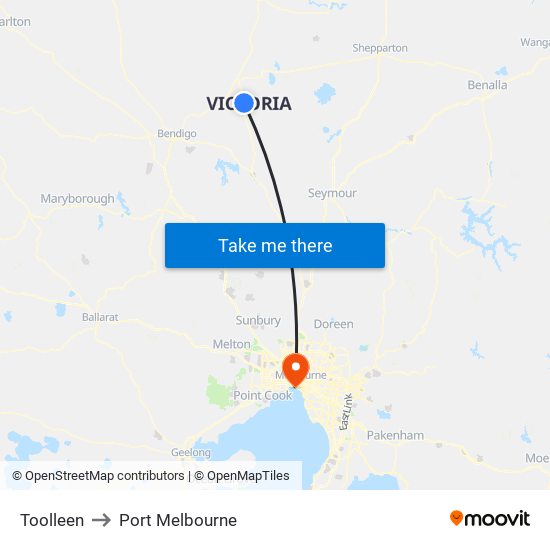 Toolleen to Port Melbourne map