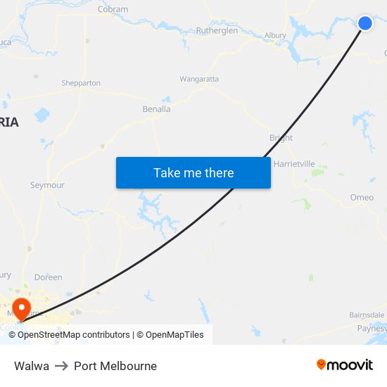 Walwa to Port Melbourne map