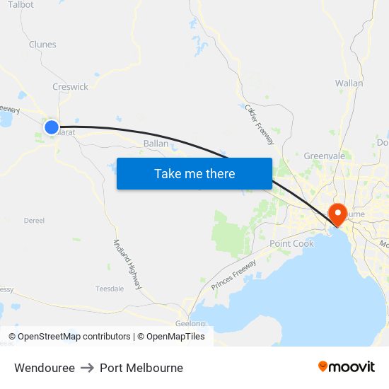 Wendouree to Port Melbourne map